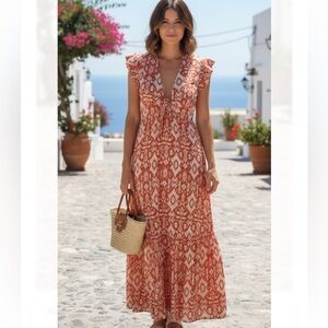 BB Dakota Red Patterned Maxi Dress